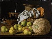 Luis Egidio Melendez Still Life with Melon and Pears oil painting on canvas